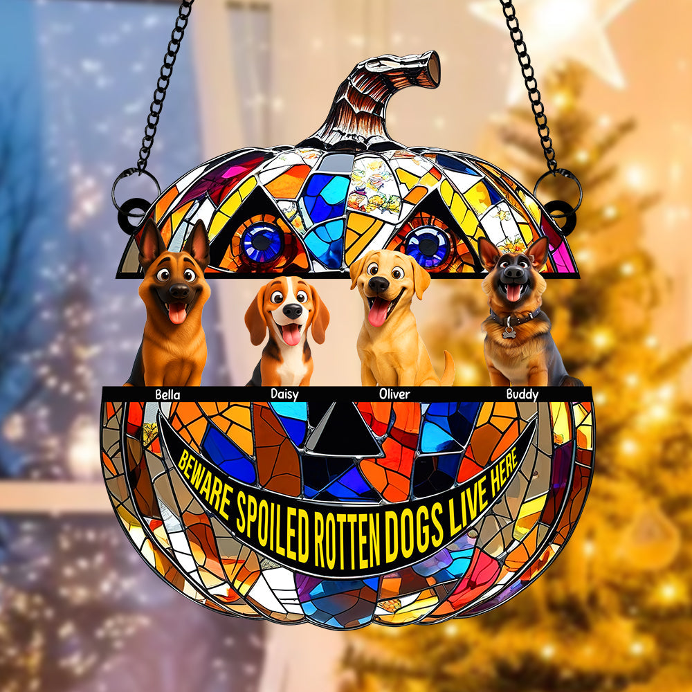 Pumpkin Suncatcher Ornament - Personalized Halloween Gifts For Dog Lovers Ornament MagicInPrints