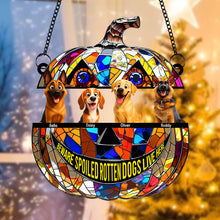 Load image into Gallery viewer, &quot;Halloween Fun Awaits!&quot; - Personalized Pumpkin Suncatcher Ornament - Custom Gift for Dog Lovers Ornament MagicInPrints
