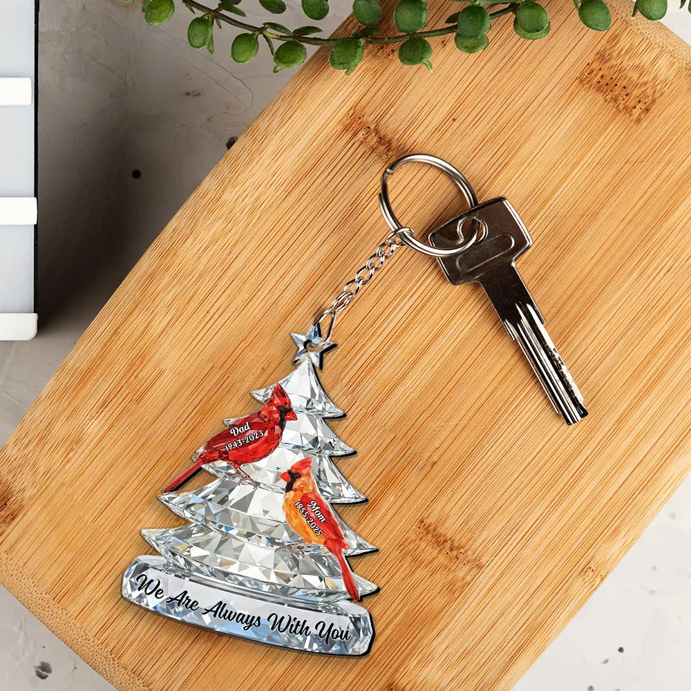 Personalized Memorial Keychain for Family - Crystal Cardinal Tree Keepsake Keychain MagicInPrints
