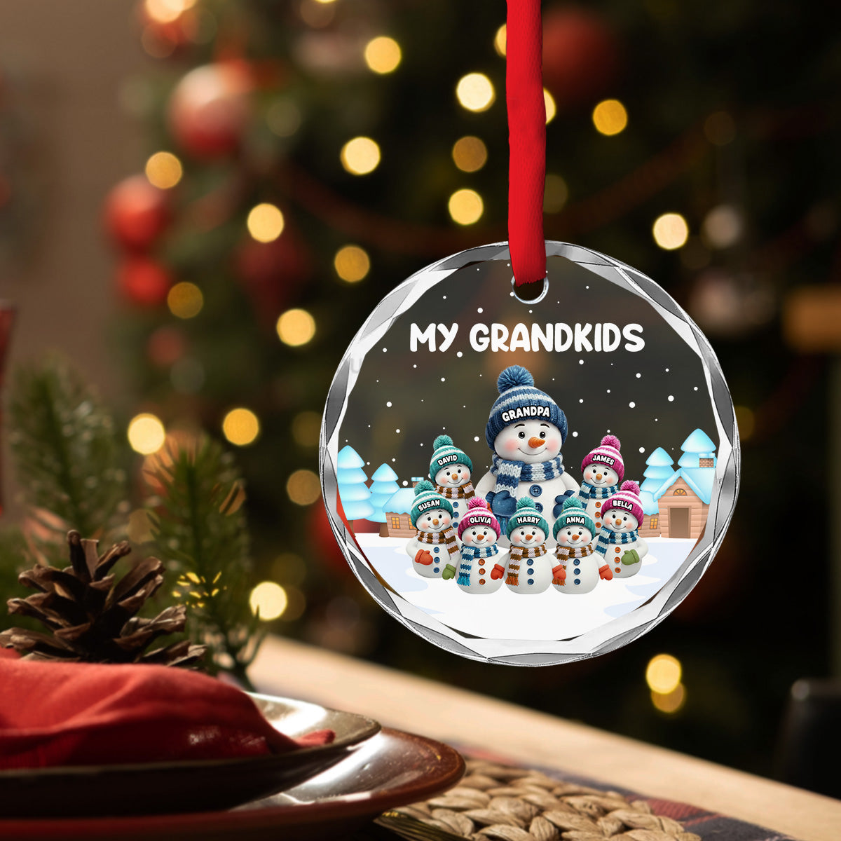 Personalized Snowman Family Ornament for Grandparents - Christmas Decoration Ornament MagicInPrints