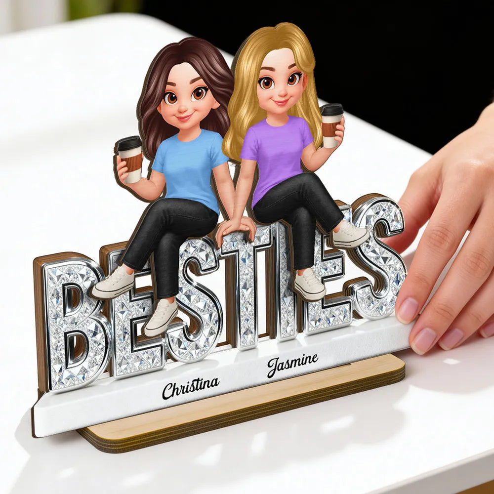 Personalized Best Friends Figurine for Women with Coffee - Friendship Gift Plaque MagicInPrints