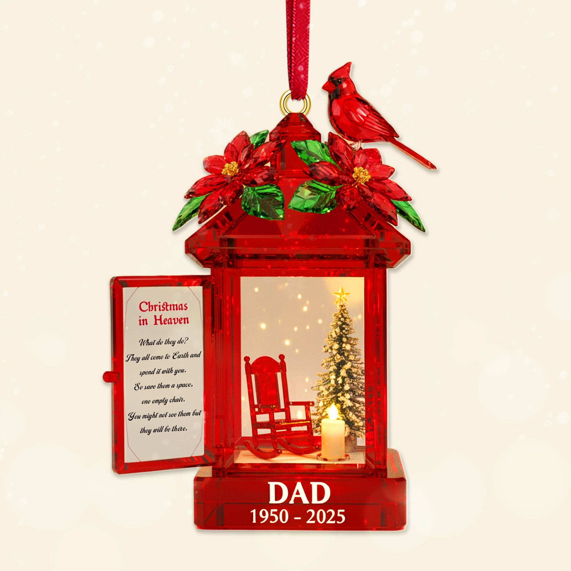 "Christmas in Heaven" - Personalized Memorial Cardinal Bird Acrylic Ornament - A Meaningful Gift for Remembering Loved Ones Ornament MagicInPrints