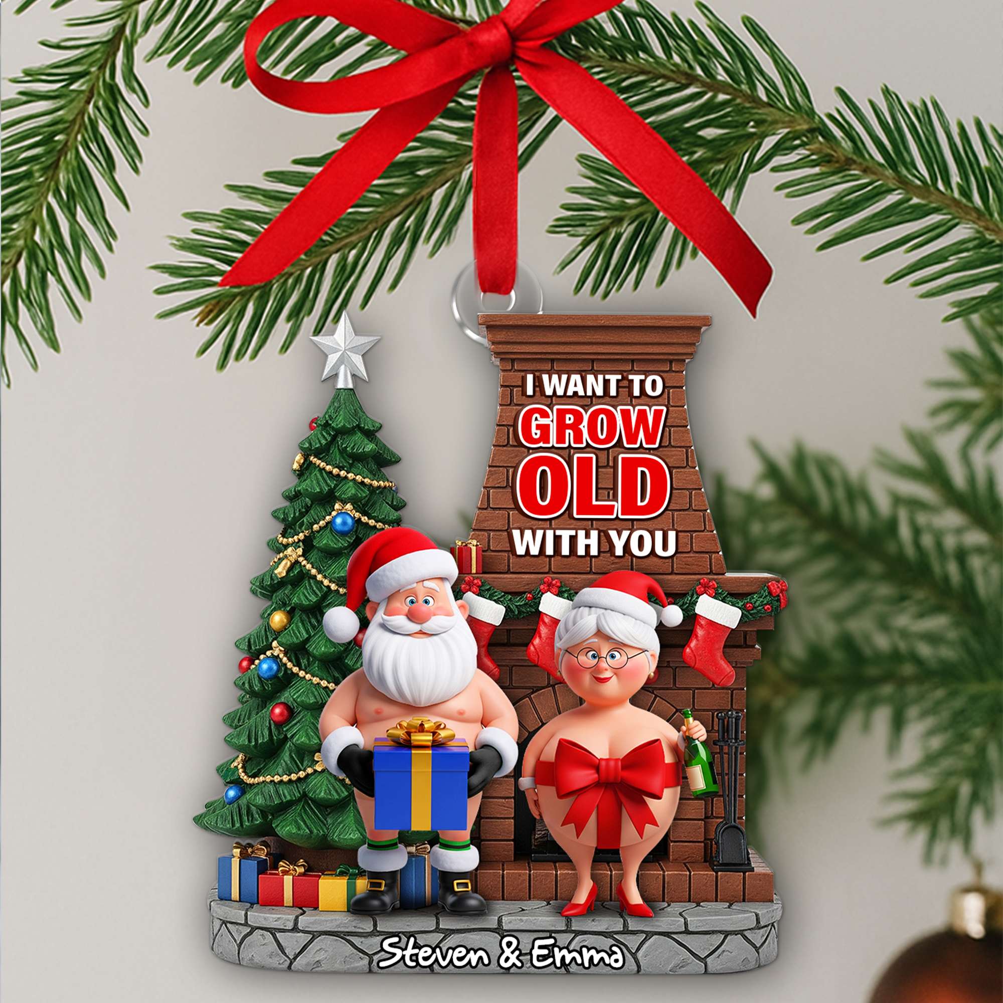 I Want to Grow Old with You - Funny Old Couple Ornament - Personalized Christmas Gift Ornament MagicInPrints
