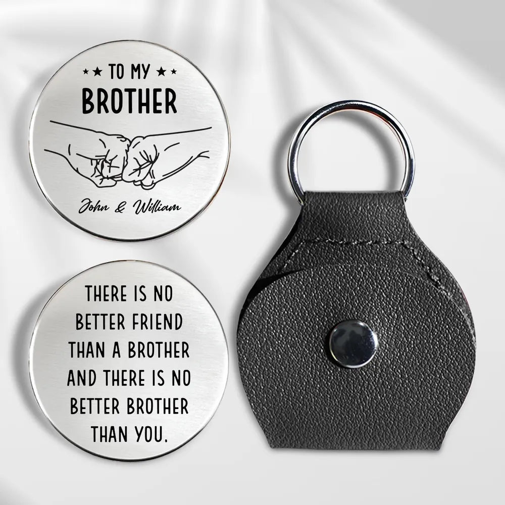 Personalized Leather Keychain for Brother with Engraved Message - Sentimental Gift Keychain MagicInPrints