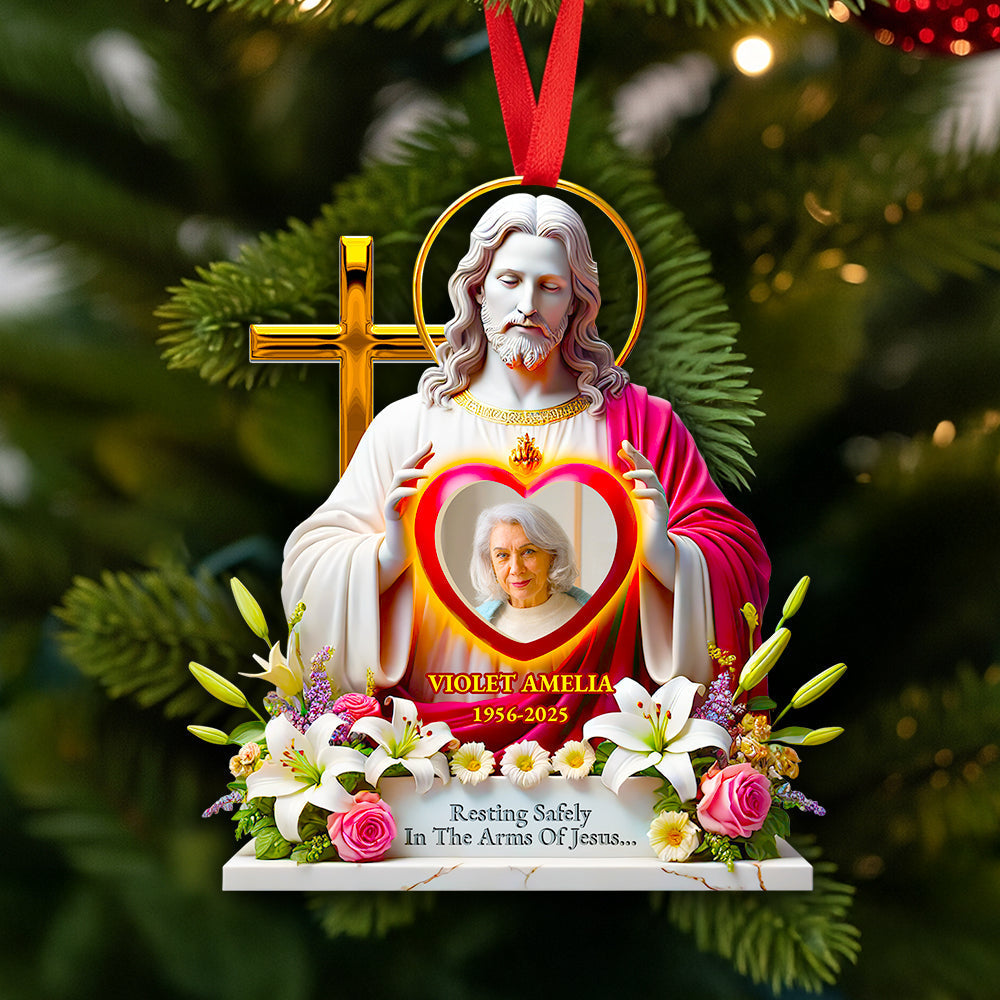 Resting Safely In The Arms Of Jesus - Custom Memorial Ornament Ornament PopCulturePrints