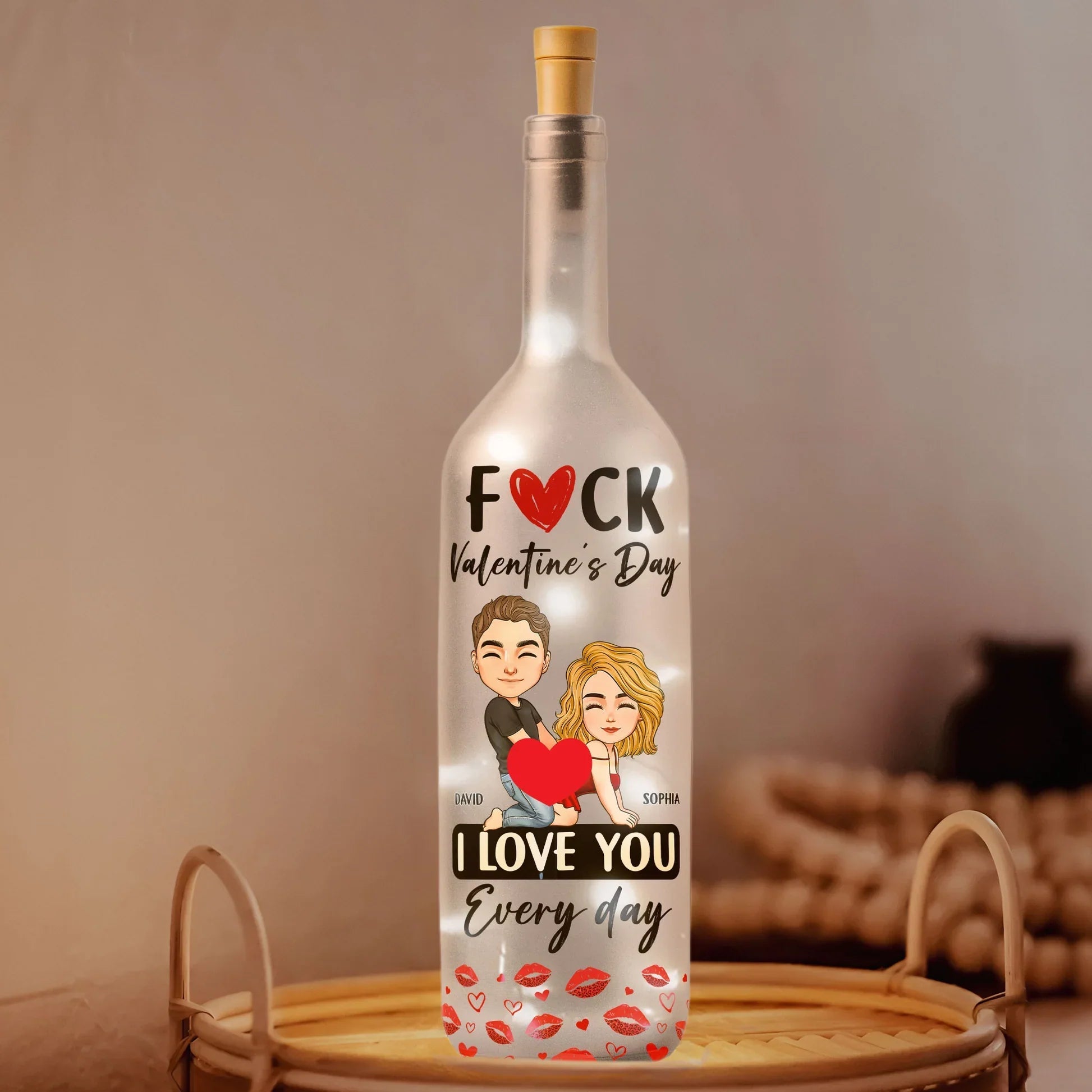 Custom LED Wine Bottle Lamp for Couples - Romantic Everyday Gift Lamp MagicInPrints
