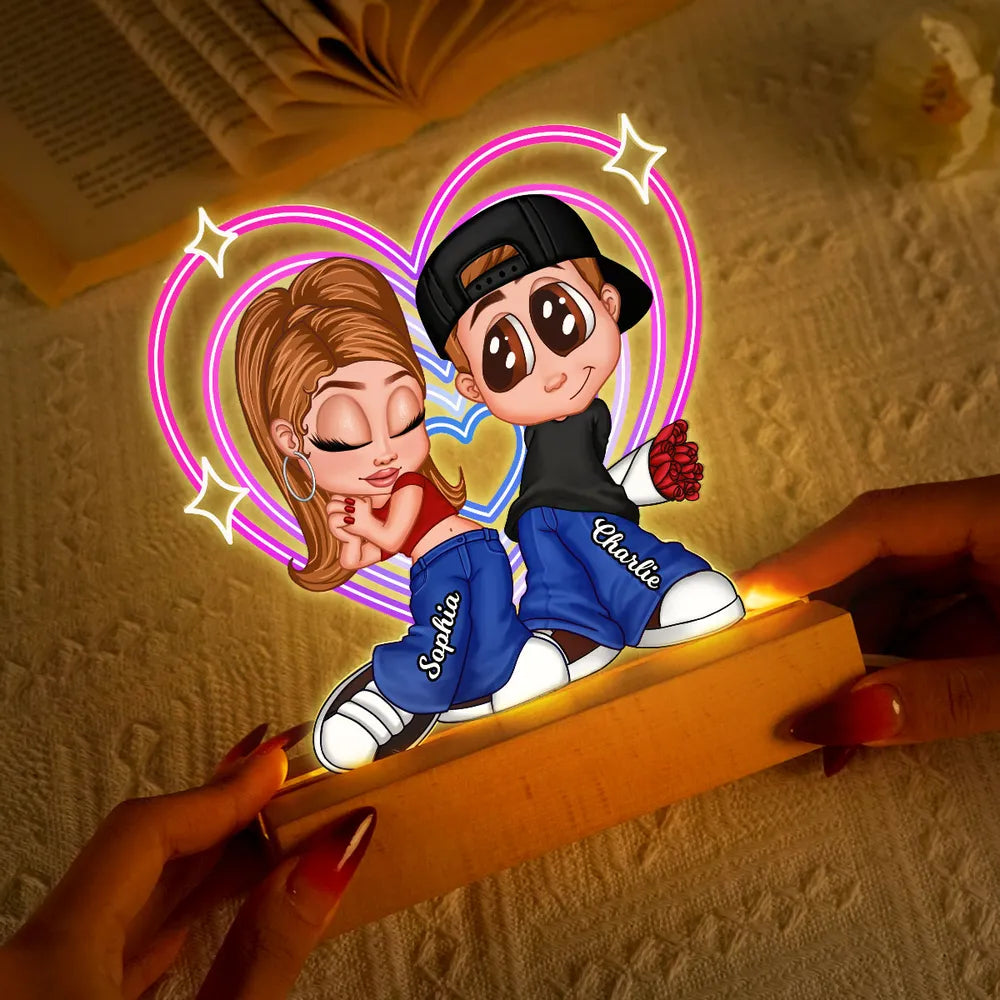 Custom Couple LED Night Light for Lovers with Names - Romantic Gift Plaque MagicInPrints