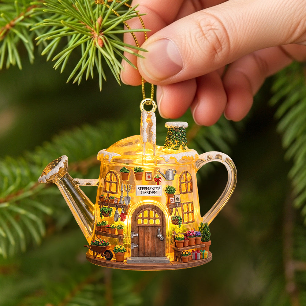 “A Magical Touch for Every Gardener” - Cozy Garden House Acrylic Ornament, Personalized Gift for Gardeners Ornament MagicInPrints