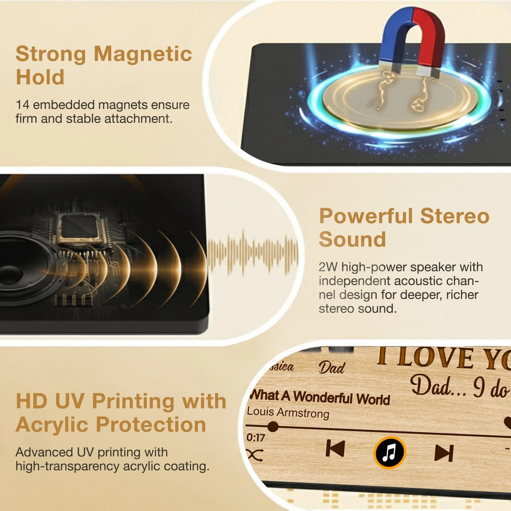 Personalized Music Plaque for Dad - Sentimental Gift with Custom Message Fridge Magnet MagicInPrints