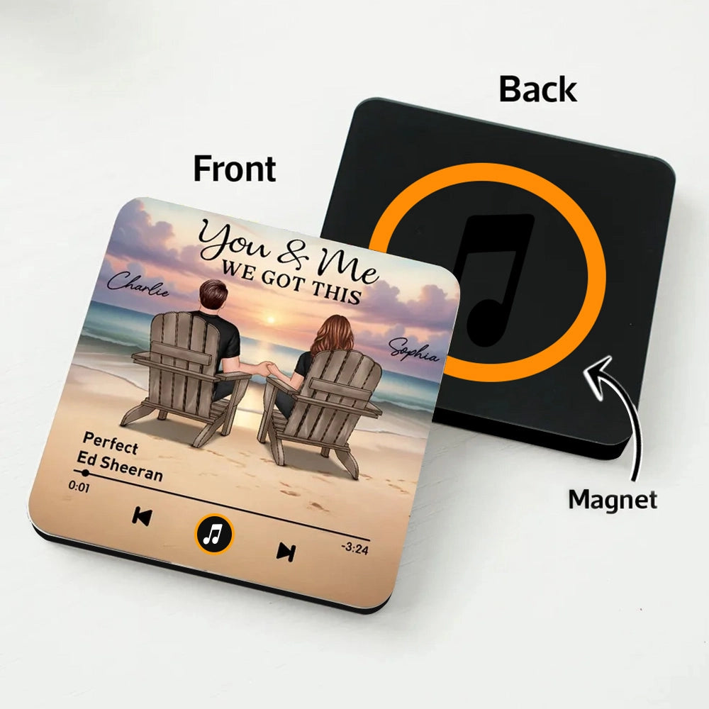 Personalized Music Plaque for Couples with Beach Scene - Romantic Gift Pillow or Blanket MagicInPrints
