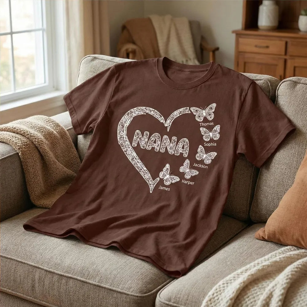 Personalized Nana T-Shirt for Grandparents with Butterfly Design - Family Gift Cloth MagicInPrints