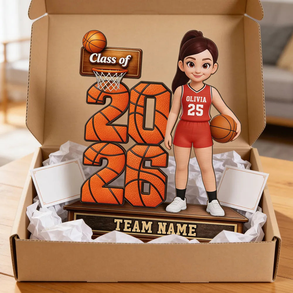 Personalized Basketball Graduation Figurine for Class of 2026 - Custom Team Name Plaque MagicInPrints