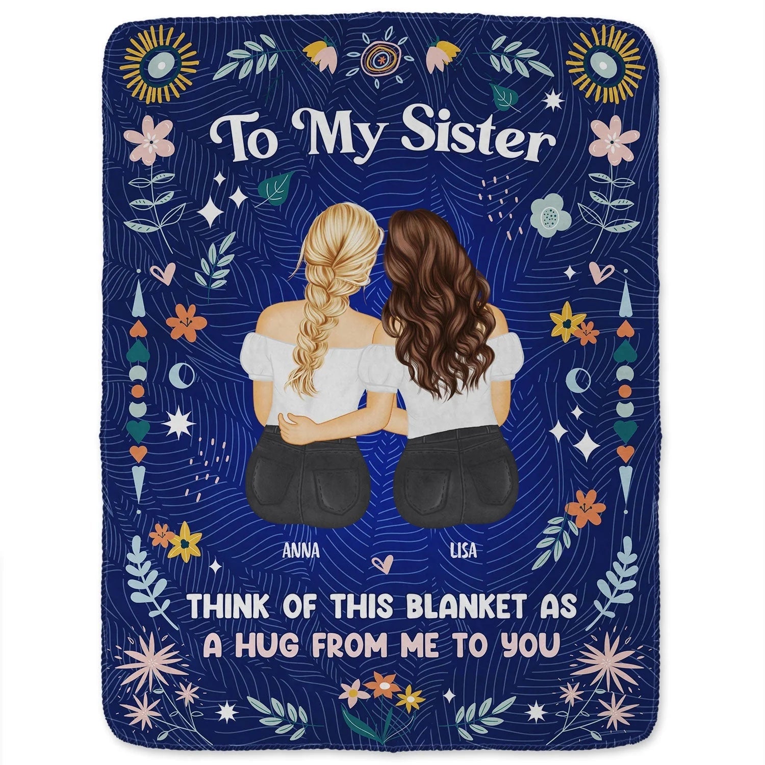 Personalized Sister Blanket - Cozy Gift with Custom Names - Holiday Sentiment Blanket MagicInPrints