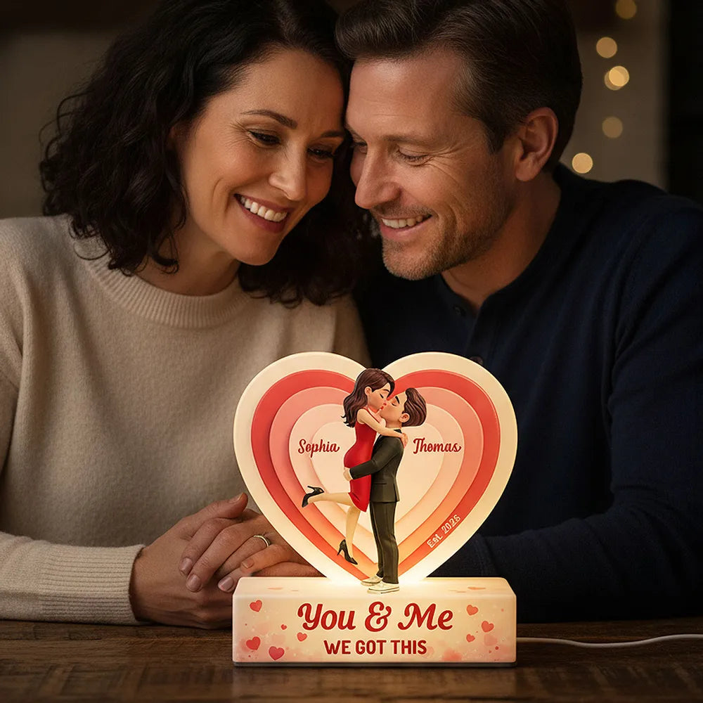 Personalized Couple Heart Lamp for Romantic Gift - Anniversary Keepsake Plaque MagicInPrints