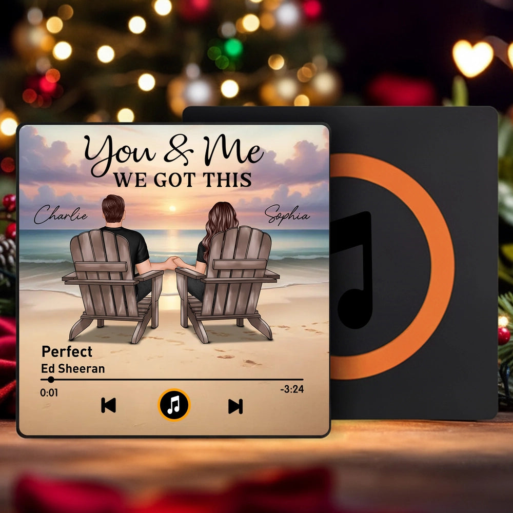 Personalized Music Plaque for Couples with Beach Scene - Romantic Gift Fridge Magnet MagicInPrints
