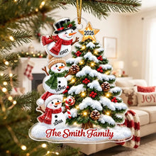 Load image into Gallery viewer, Personalized Acrylic Ornament Snowman Family Gift for Grandkids
