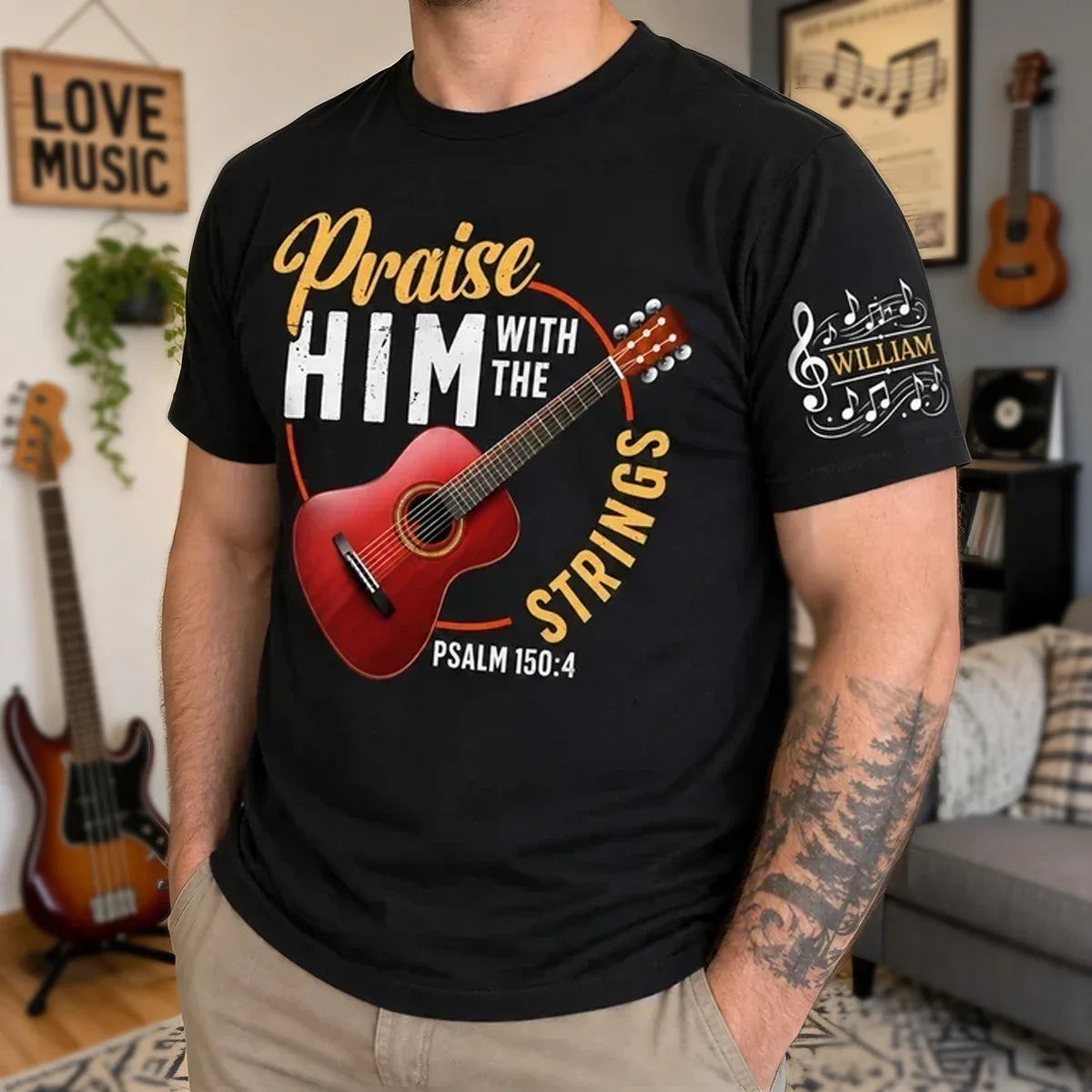 Personalized Guitar Tee Faith Design Custom Shirt Gift