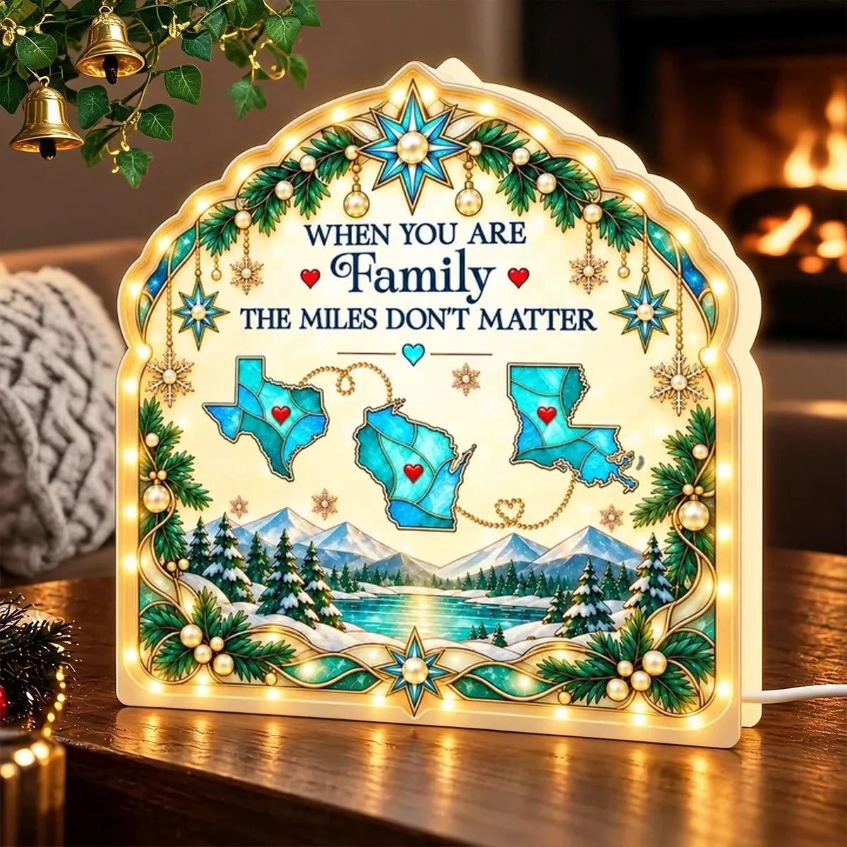 Personalized Acrylic Light Box Custom State Map Gift for Family