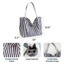 Load image into Gallery viewer, Personalized Striped Tote Bag with Colorful Floral Design Gift for Teacher or Friend
