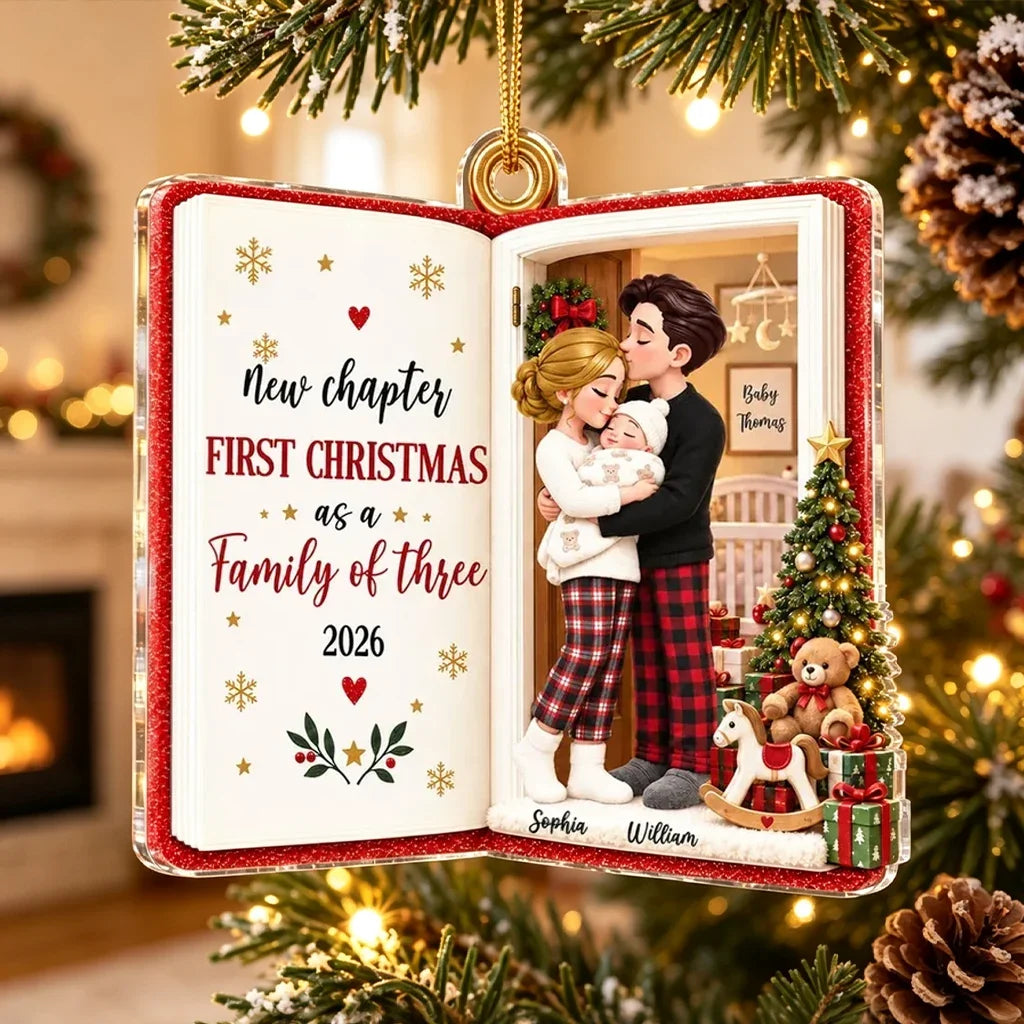 Personalized Acrylic Ornament New Parents First Christmas Keepsake