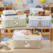 Load image into Gallery viewer, Personalized Cotton Linen Rope Basket Cute Animal Nursery Organizer Gift for New Parents

