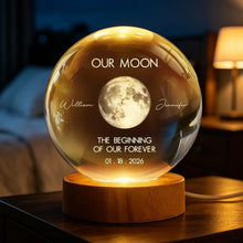 Load image into Gallery viewer, Personalized Globe Lamp with Moon Phase Design Unique Gift for Couples
