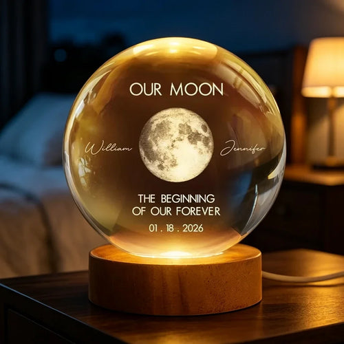Personalized Globe Lamp with Moon Phase Design Unique Gift for Couples