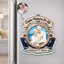 Load image into Gallery viewer, Personalized Acrylic Magnet Unique Couple Gift for Anniversary, Watercolor Travel Keepsake
