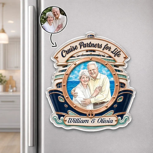 Personalized Acrylic Magnet Unique Couple Gift for Anniversary, Watercolor Travel Keepsake