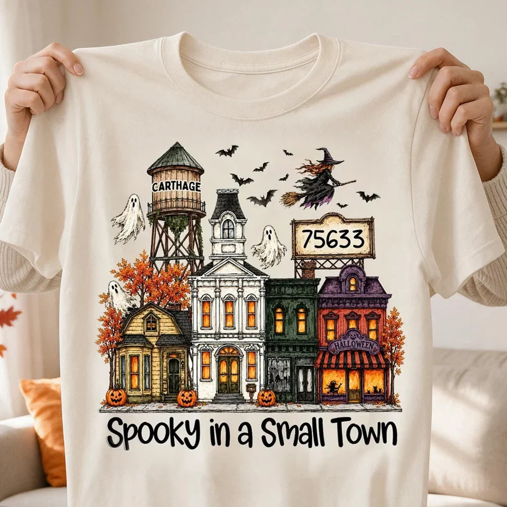Personalized Halloween Classic Tee with Flying Witch Gift for Friends and Family
