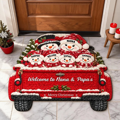 Personalized Snowman Shaped Doormat Creative Family Gift for Nana & Papa