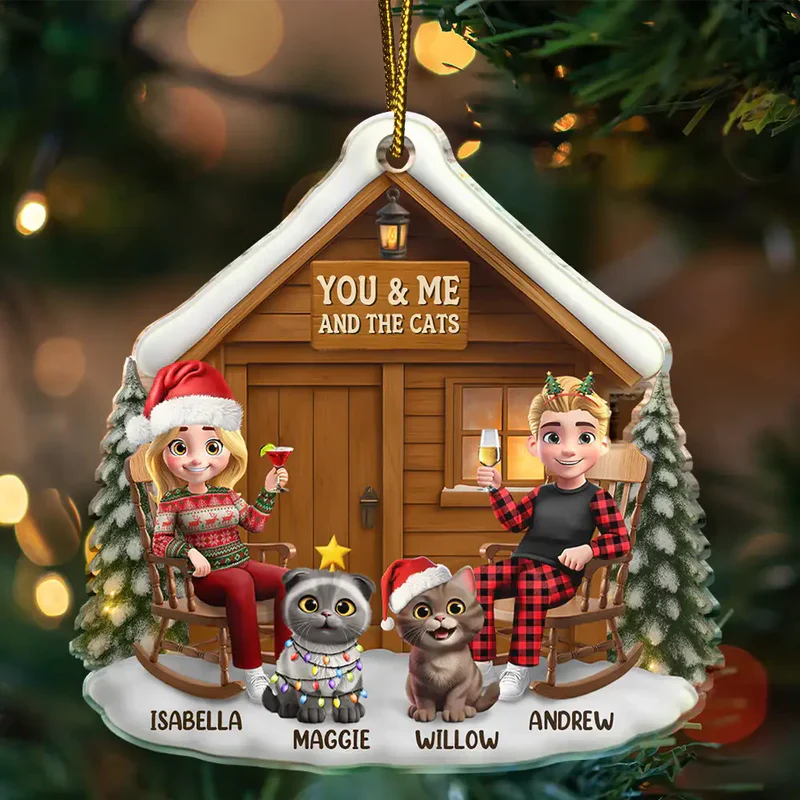 Personalized Family Christmas Ornament with Cat - Holiday Decor for Cat Lovers Ornament MagicInPrints