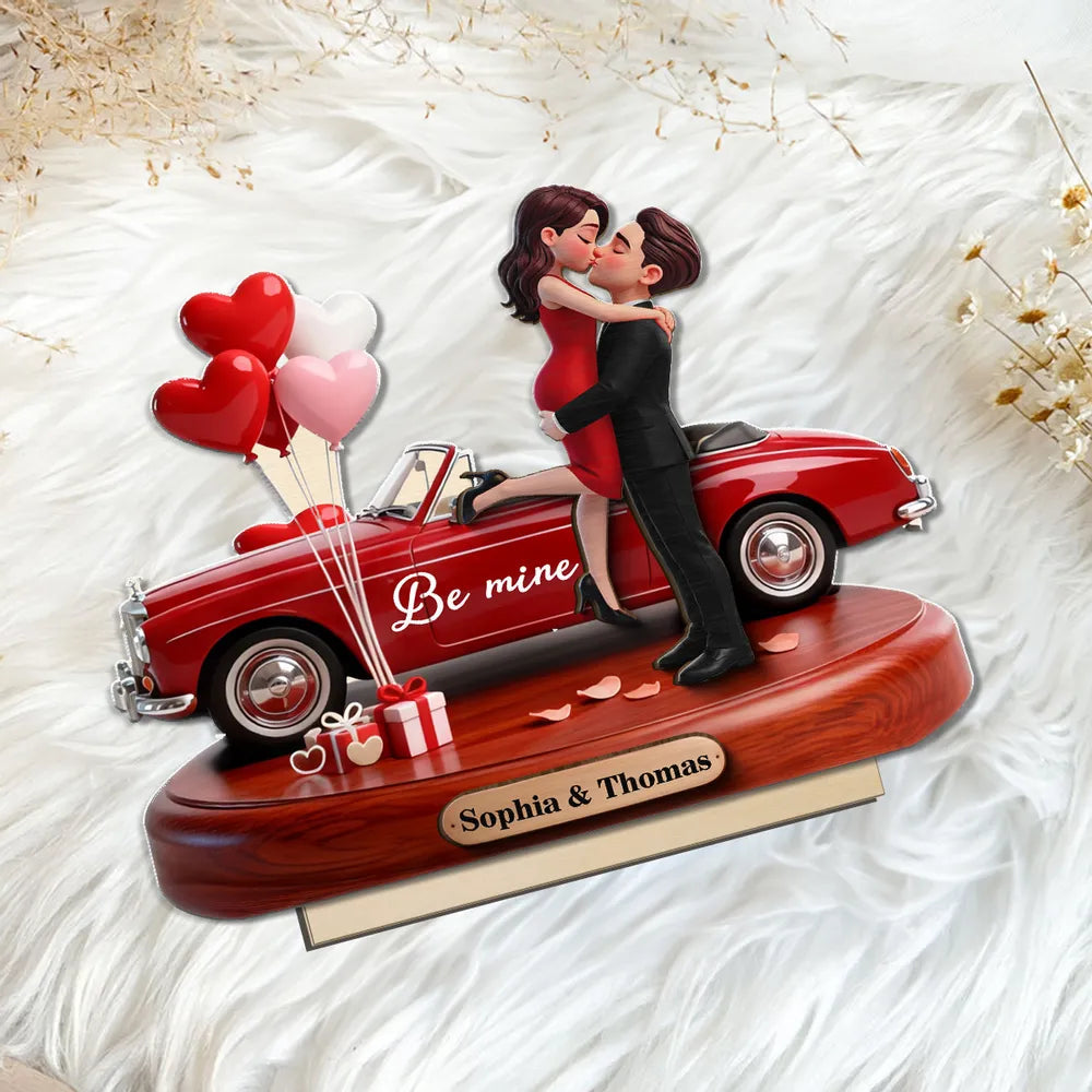 Personalized Romantic Couple Figurine with Car and Balloons - Valentine's Day Gift Plaque MagicInPrints