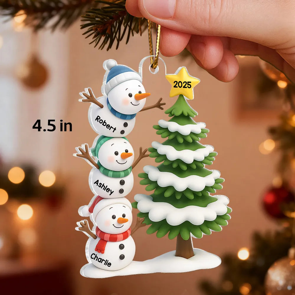 Personalized Snowman Family Christmas Ornament - Holiday Decoration 2025 Ornament MagicInPrints