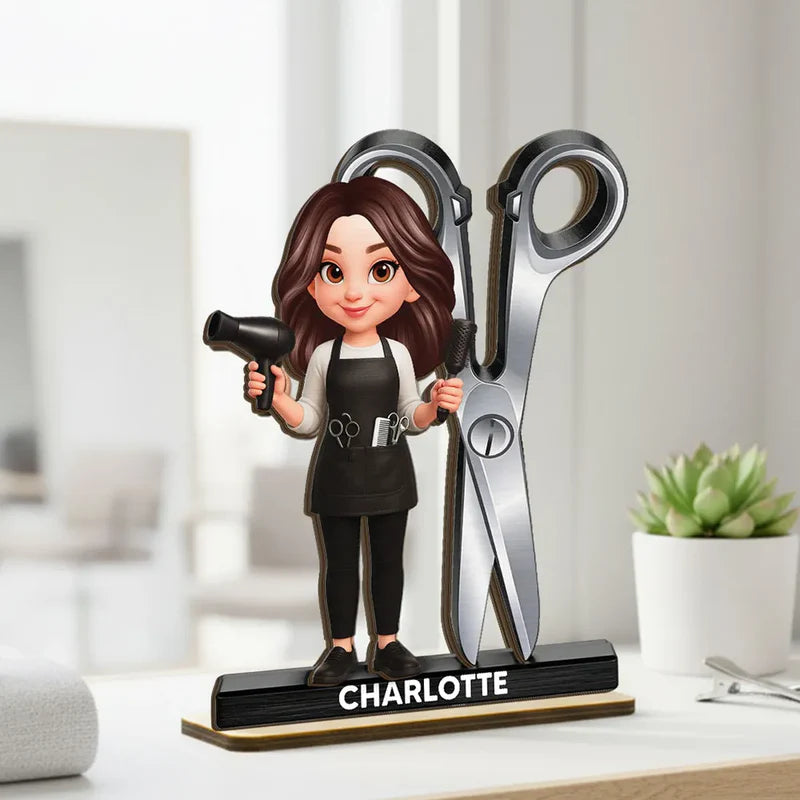 Custom Hair Stylist Figurine for Salon Professionals - Personalized Gift Plaque MagicInPrints