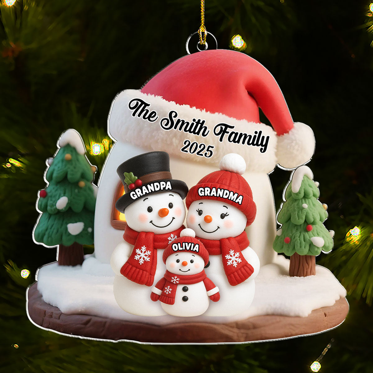 Personalized Family Snowman Christmas Ornament for Grandparents - Holiday Keepsake 2025 Ornament MagicInPrints