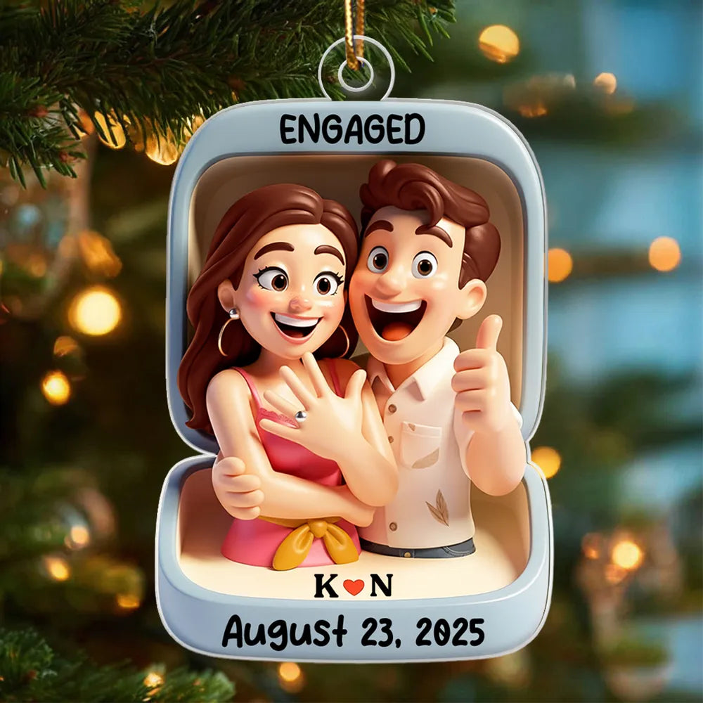 Personalized Engagement Ornament for Couples - Celebrate Your Special Day Ornament MagicInPrints