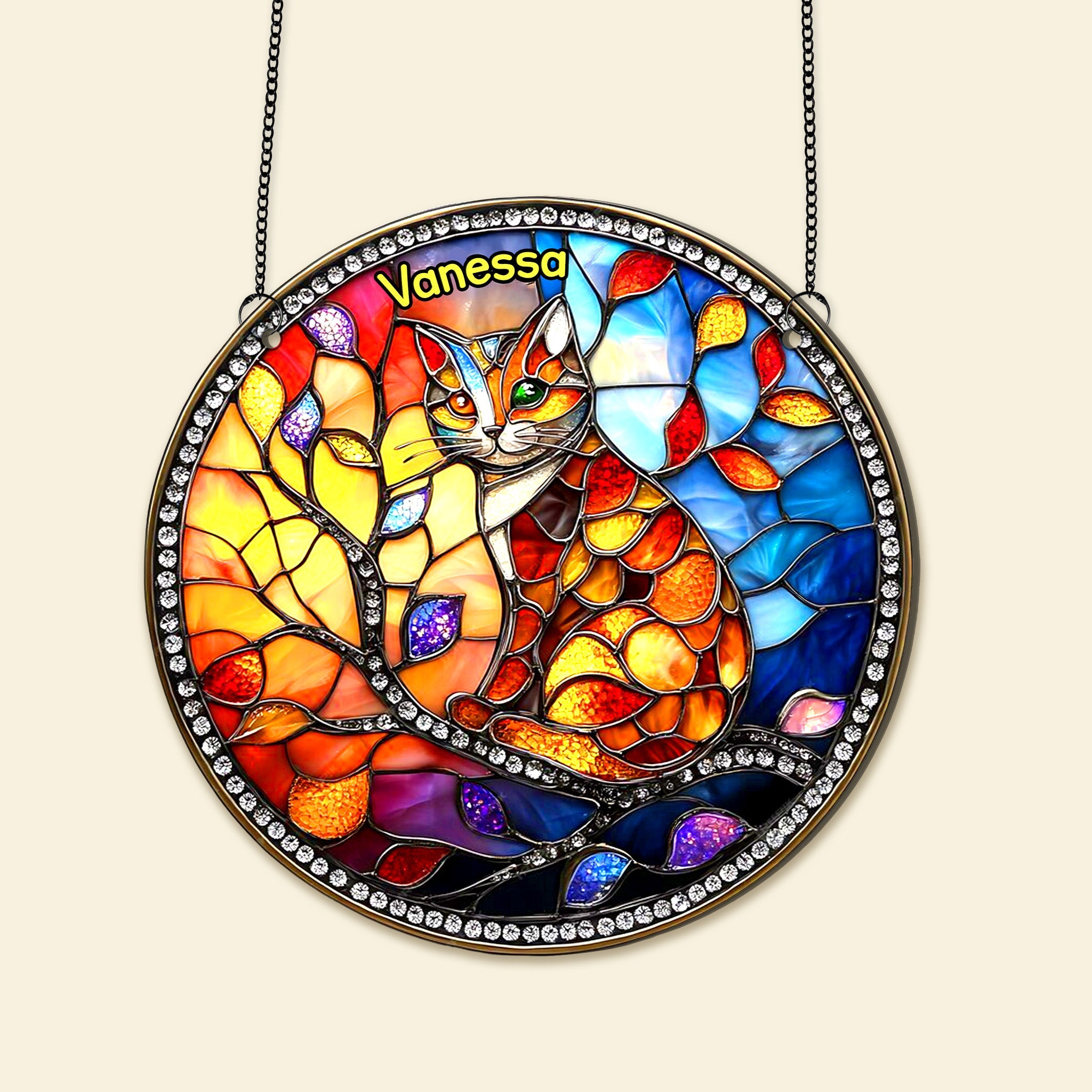 "Color Your World with Cats!" - Personalized Stained Glass for Cat Lovers Ornament MagicInPrints