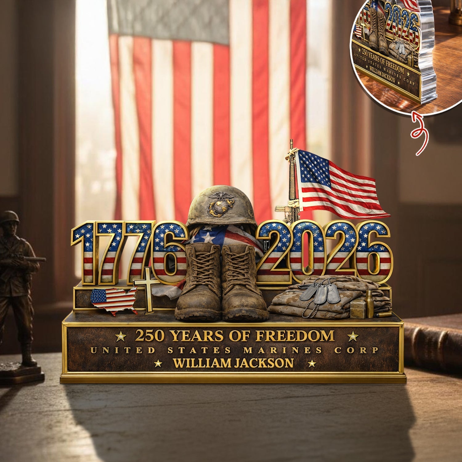 Personalized Military Tribute Plaque for Veterans - 250 Years of Freedom Plaque MagicInPrints