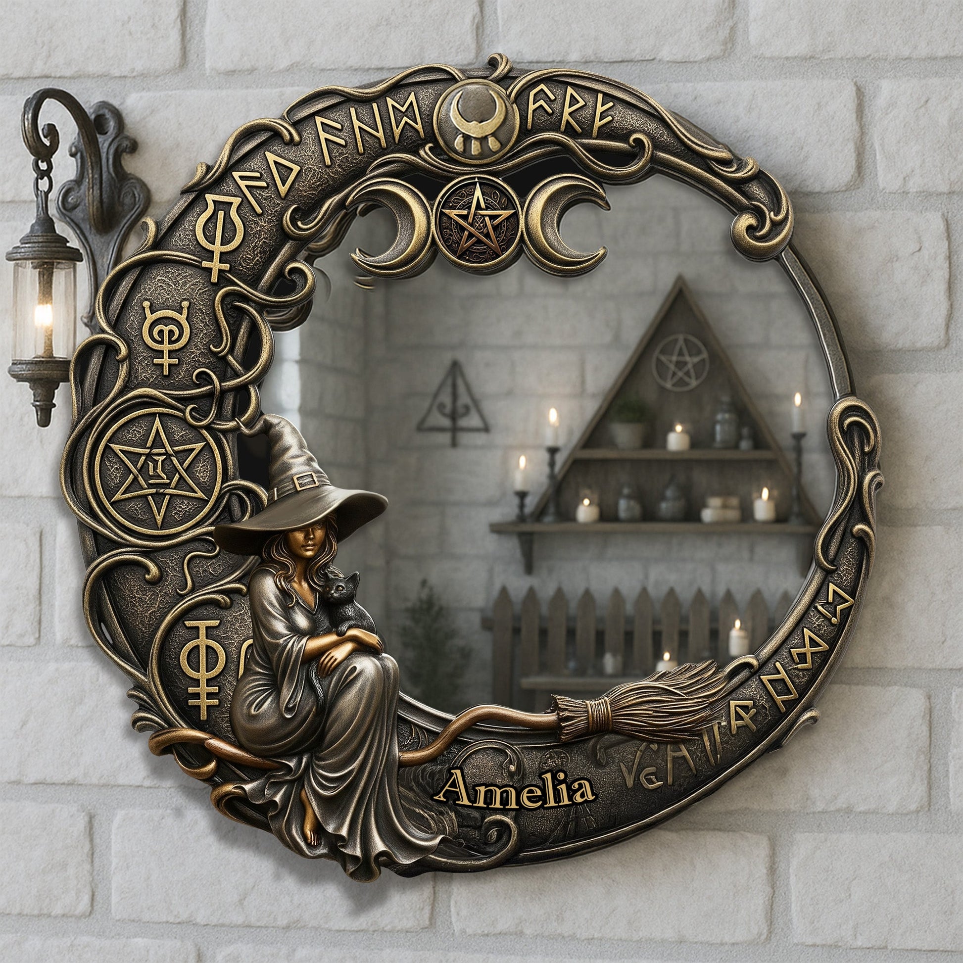 Witch Custom Shaped Mirror - Personalized Gifts For Witch Lover Mirror MagicInPrints