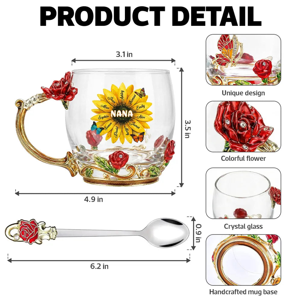 Personalized Glass Mug for Nana with Sunflower Design - Gift for Grandmothers Cup MagicInPrints