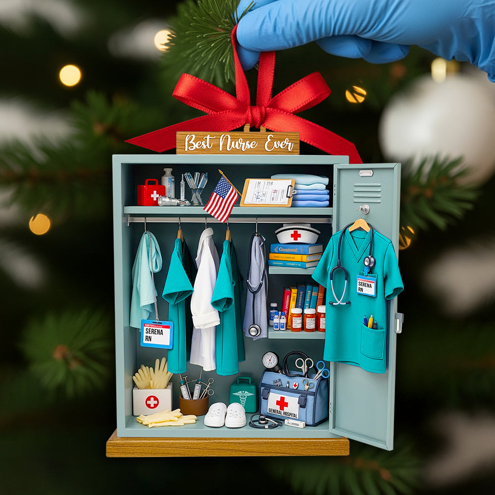 Best Nurse Ever: Personalized Festive Locker Christmas Ornament Ornament MagicInPrints