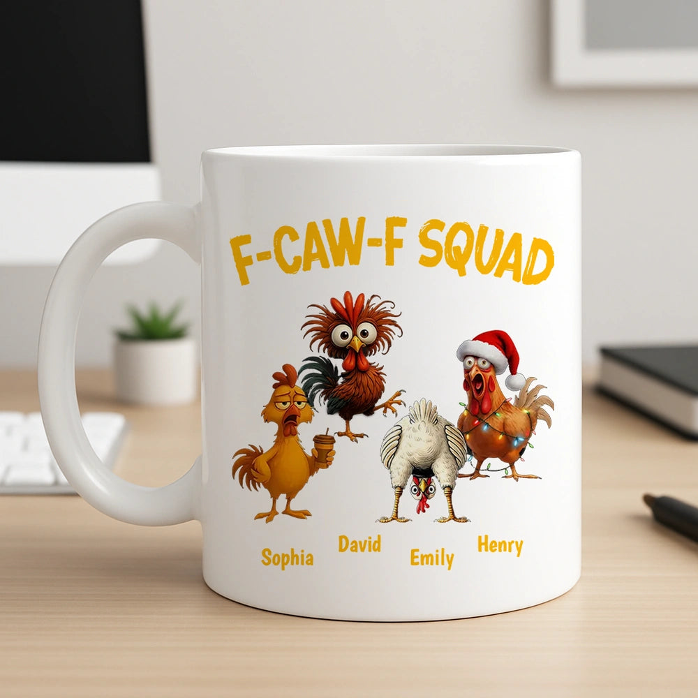Personalized Funny Chicken Mug for Adults - F-Caw-F Squad Design Cup MagicInPrints