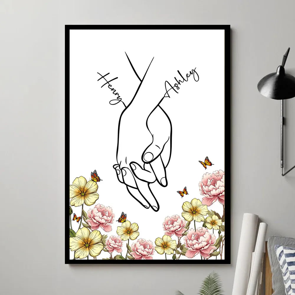Personalized Couple Hand Holding Art Print for Home Decor - Romantic Gift Poster or Canvas MagicInPrints