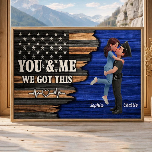 Personalized Couple Canvas Art for Police Officers - Romantic Home Decor Gift Poster or Canvas MagicInPrints