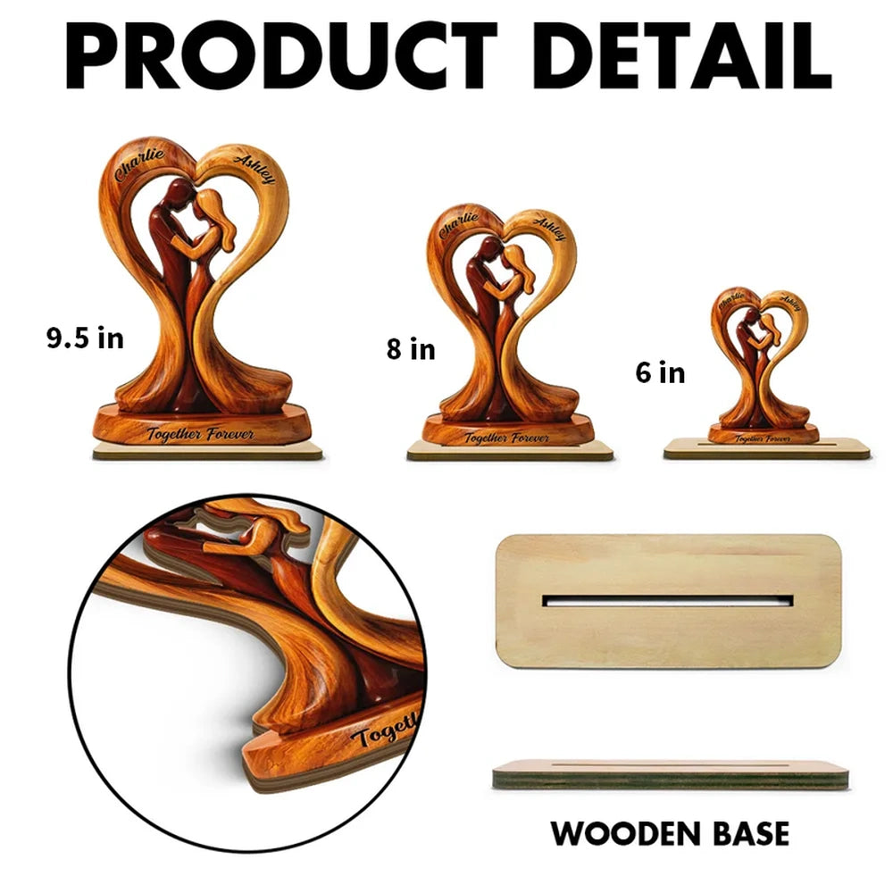 Personalized Wooden Couple Sculpture for Couples - Romantic Gift for Anniversary Plaque MagicInPrints