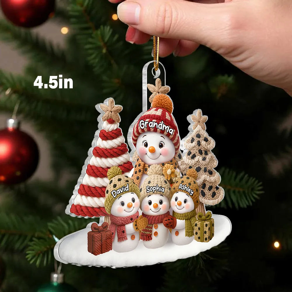 Custom Family Snowman Ornament for Christmas - Personalized Gift for Grandma Ornament MagicInPrints