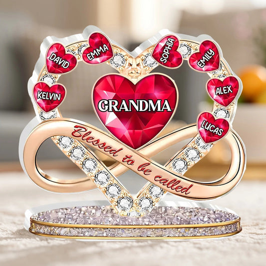 Personalized Heart-Shaped Crystal Ornament for Grandma - Sentimental Gift for Family Celebration Plaque MagicInPrints