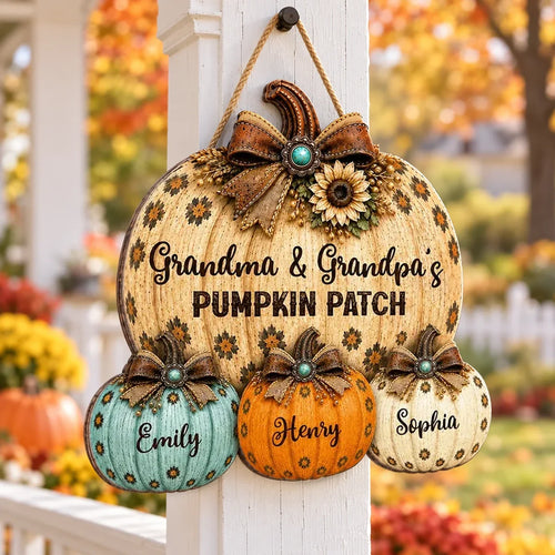 Personalized Wooden Sign for Grandma & Grandpa's Pumpkin Patch Gift