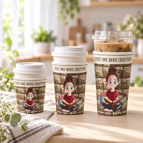Personalized Neoprene Cup Sleeve Custom Book Lover Gift